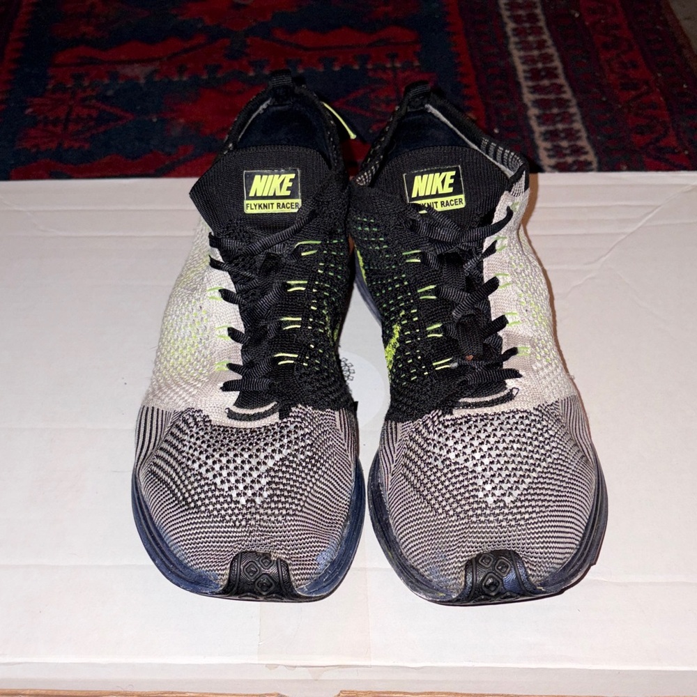 Nike Flyknit Racer Black and White Athletic Shoes